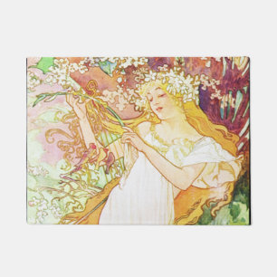 Alphonse Mucha Spring Floral  Art Nouveau Deurmat
