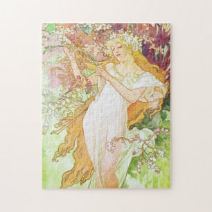 Alphonse Mucha Spring Floral Art Nouveau Legpuzzel