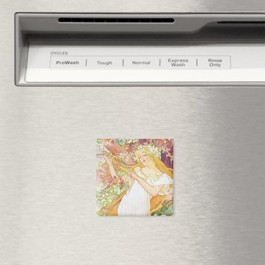 Alphonse Mucha Spring Floral  Art Nouveau Magneet (Insitu (Vaatwasser))