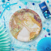 Alphonse Mucha Spring Floral  Art Nouveau Papieren Bordje (Feest)