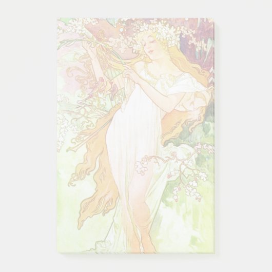 Alphonse Mucha Spring Floral Art Nouveau Post-it® Notes (Voorkant)