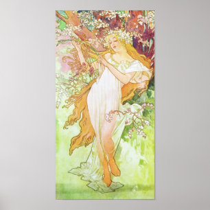 Alphonse Mucha Spring Floral  Art Nouveau Poster