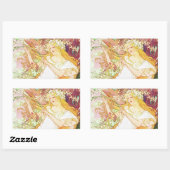 Alphonse Mucha Spring Floral Art Nouveau Rechthoekige Sticker (Vel)