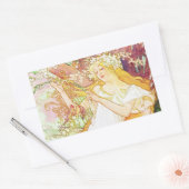 Alphonse Mucha Spring Floral Art Nouveau Rechthoekige Sticker (Envelop)