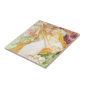 Alphonse Mucha Spring Floral  Art Nouveau Tegeltje (Zijkant)