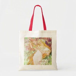 Alphonse Mucha Spring Floral  Art Nouveau Tote Bag