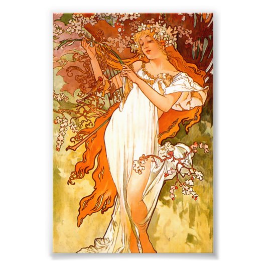 Alphonse Mucha Spring Foto Afdruk (Voorkant)