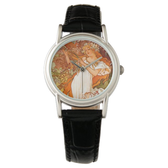 Alphonse Mucha Spring Horloge (Voorkant)