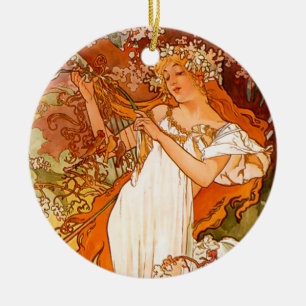 Alphonse Mucha Spring Keramisch Ornament