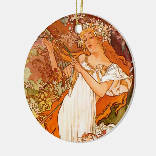 Alphonse Mucha Spring Keramisch Ornament (Links)