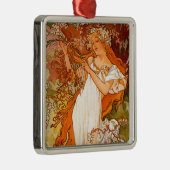 Alphonse Mucha Spring Metalen Ornament (Rechts)