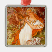 Alphonse Mucha Spring Metalen Ornament (Voorkant)