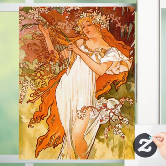 Alphonse Mucha Spring Raamsticker (Huis)