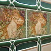 Alphonse Mucha Spring Season Art Nouveau  Tegeltje