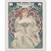 Alphonse Mucha sticker | Art Nouveau vinyl sticker (Voorkant)