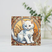 Alphonse Mucha stijl kat Kaart (Staand voorkant)