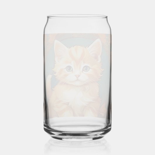 Alphonse Mucha Stijl Oranje Kat Blikvorm Glas (Achterkant)