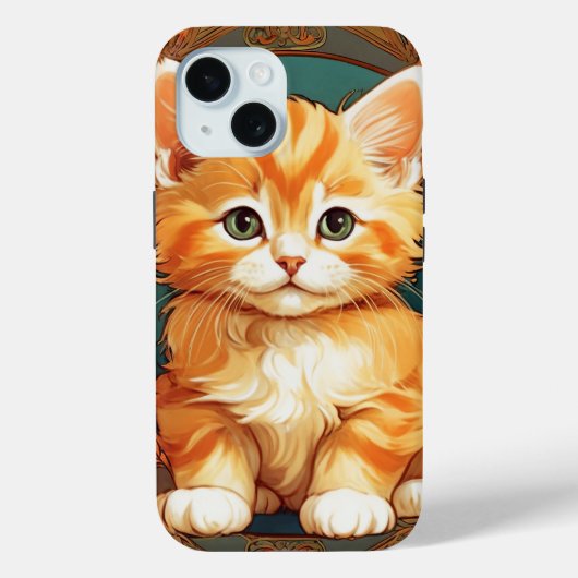Alphonse Mucha Stijl Oranje Kat Case-Mate iPhone Case (Achterkant)