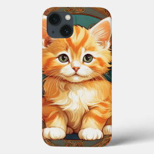 Alphonse Mucha Stijl Oranje Kat Case-Mate iPhone Case