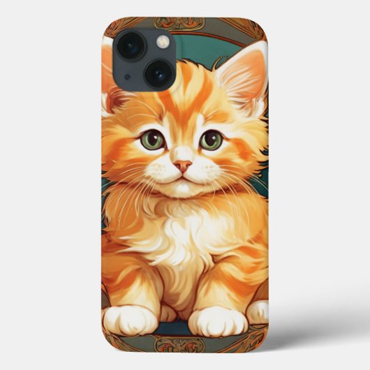 Alphonse Mucha Stijl Oranje Kat Case-Mate iPhone Case (Achterkant)