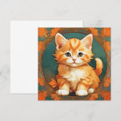 Alphonse Mucha Stijl Oranje Kat Kaart (Voorkant / Achterkant)