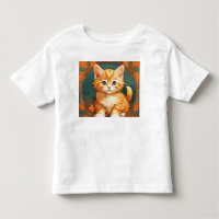 Alphonse Mucha Stijl Oranje Kat