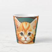 Alphonse Mucha Stijl Oranje Kat Latte Mok (Voorkant)