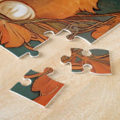 Alphonse Mucha Stijl Oranje Kat Legpuzzel (Zijkant)