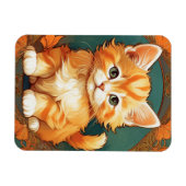 Alphonse Mucha Stijl Oranje Kat Magneet (Horizontaal)