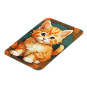 Alphonse Mucha Stijl Oranje Kat Magneet (Linkerzijde)