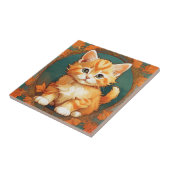 Alphonse Mucha Stijl Oranje Kat Tegeltje (Zijkant)