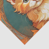 Alphonse Mucha Stijl Oranje Kat Tissuepapier (Detail)
