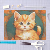 Alphonse Mucha Stijl Oranje Kat Tissuepapier (Craft)