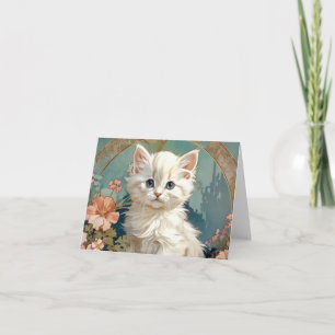 Alphonse Mucha stijl witte kat
