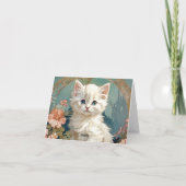 Alphonse Mucha stijl witte kat (Achterkant)
