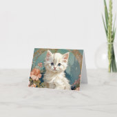Alphonse Mucha stijl witte kat (Voorkant)