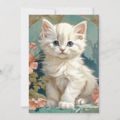 Alphonse Mucha Stijl Witte Kat Aankondiging (Voorkant)