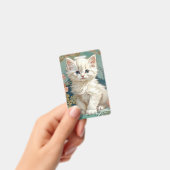 Alphonse Mucha stijl witte kat Badge (Handheld)