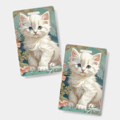 Alphonse Mucha stijl witte kat Badge (Voor- en achterkant)