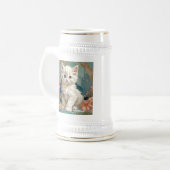 Alphonse Mucha Stijl Witte Kat Bierpul (Voorkant links)