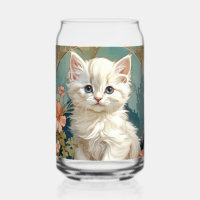 Alphonse Mucha Stijl Witte Kat