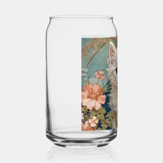 Alphonse Mucha Stijl Witte Kat Blikvorm Glas (Rechts)