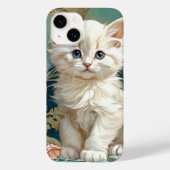 Alphonse Mucha Stijl Witte Kat Case-Mate iPhone Case (Achterkant)