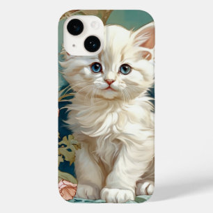 Alphonse Mucha Stijl Witte Kat Case-Mate iPhone 14 Hoesje