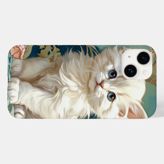 Alphonse Mucha Stijl Witte Kat Case-Mate iPhone Case (Achterkant (horizontaal))