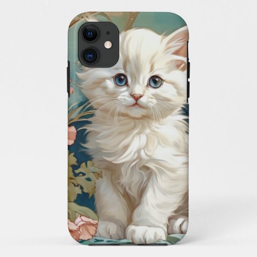 Alphonse Mucha Stijl Witte Kat Case-Mate iPhone Case (Achterkant)