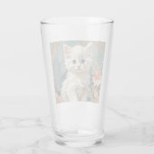 Alphonse Mucha Stijl Witte Kat Glas (Achterkant)