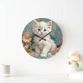 Alphonse Mucha Stijl Witte Kat Grote Klok (Huis)