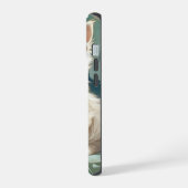 Alphonse Mucha Stijl Witte Kat iPhone 15 Case (Linkerkant)