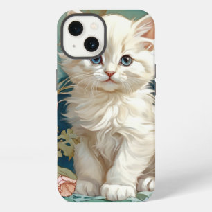 Alphonse Mucha stijl witte kat iPhone 13 Hoesje